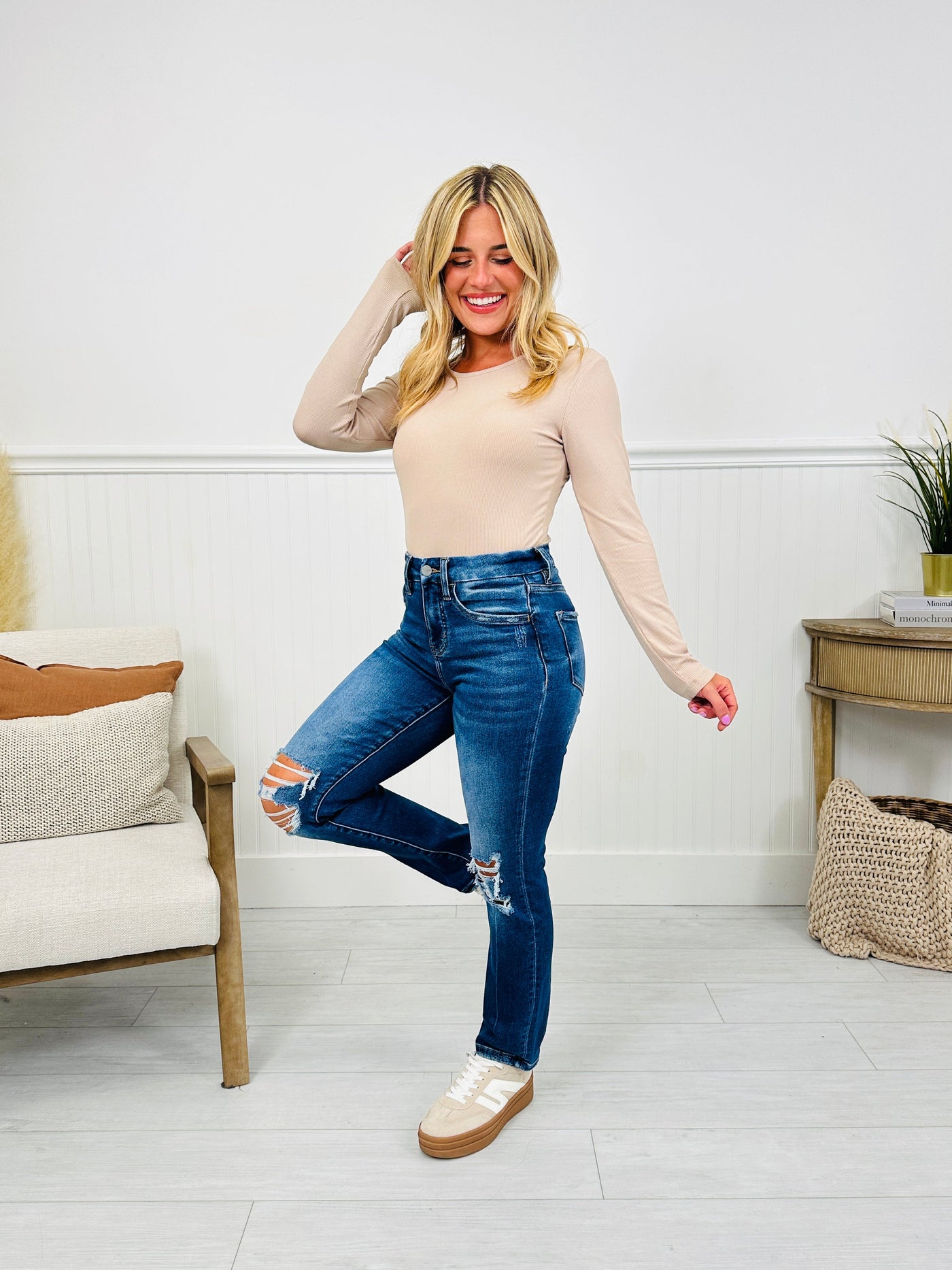Bridge The Gap Cropped Straight Tummy Control Jeans