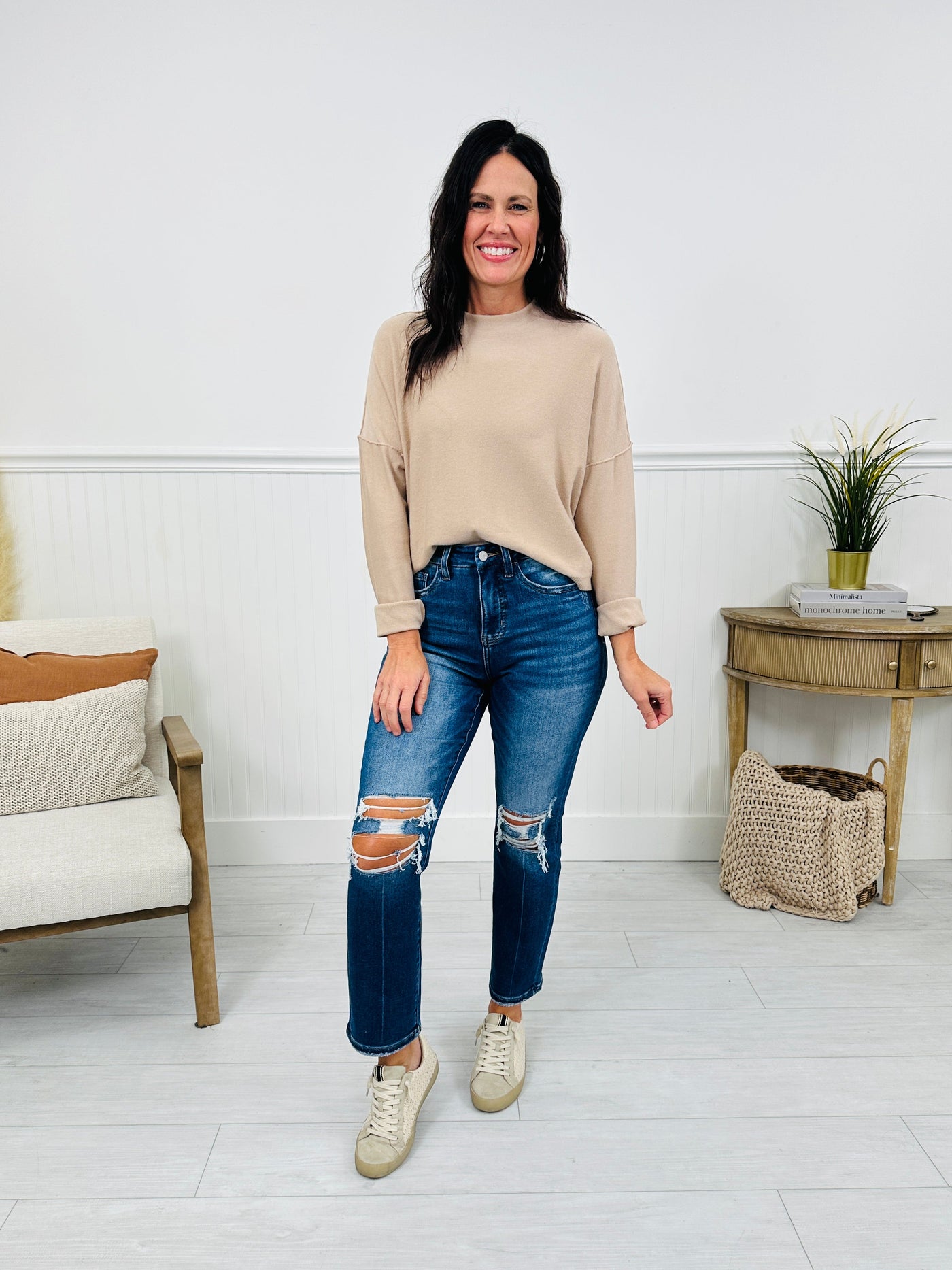 Bridge The Gap Cropped Straight Tummy Control Jeans