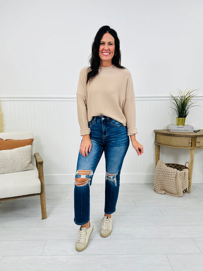 Bridge The Gap Cropped Straight Tummy Control Jeans