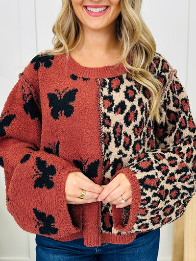 All Mixed Up Sweater in Rust Leopard