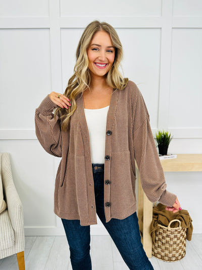 Between the Buttons Cardigan In Chestnut