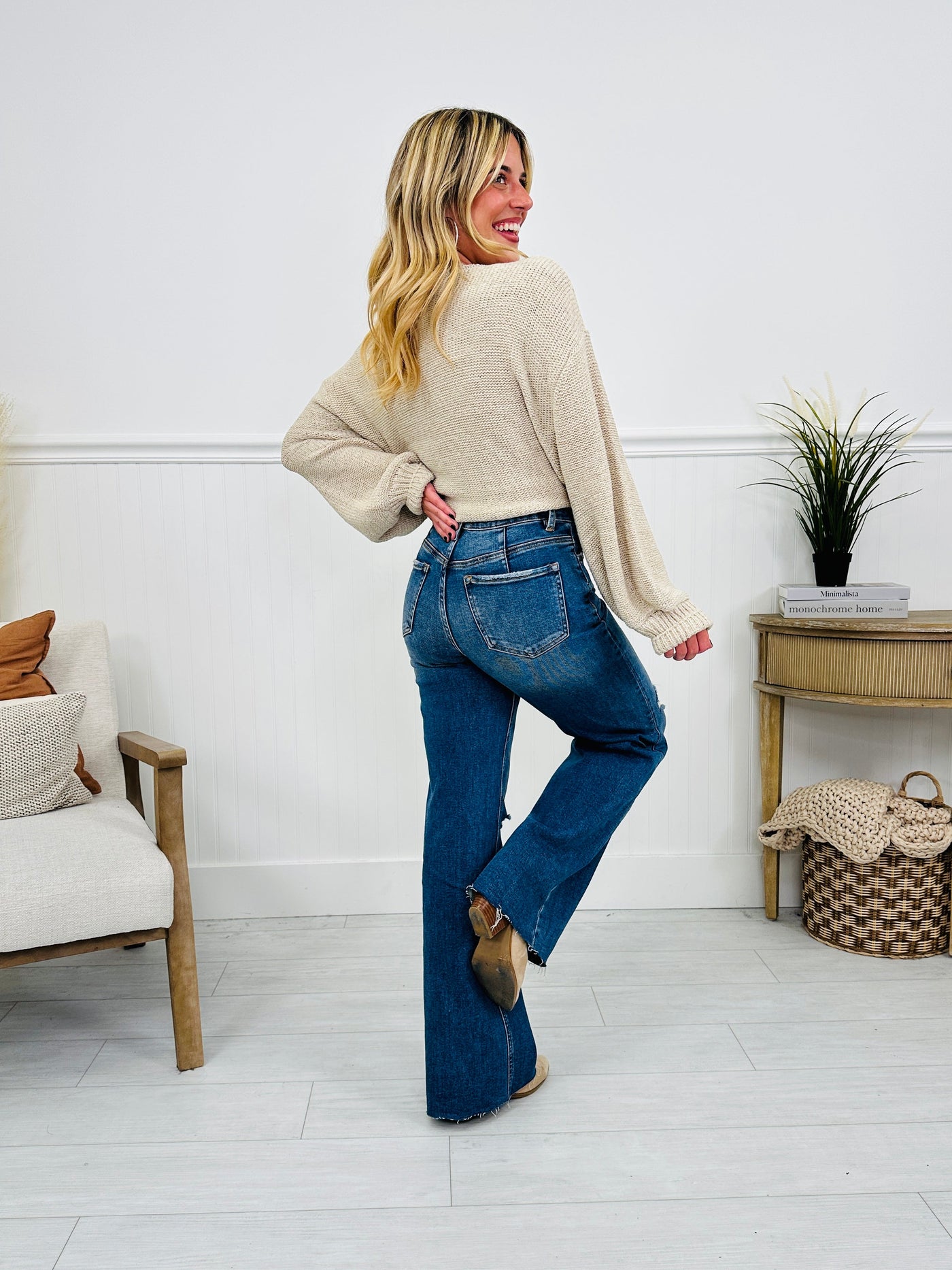 By Your Side Wide Leg Tummy Control Jeans