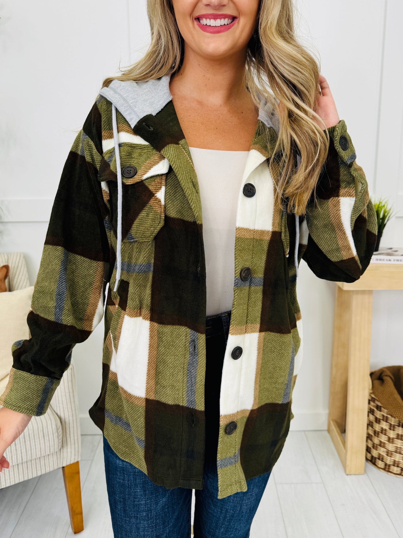 Cabin Whisper Shacket in Olive