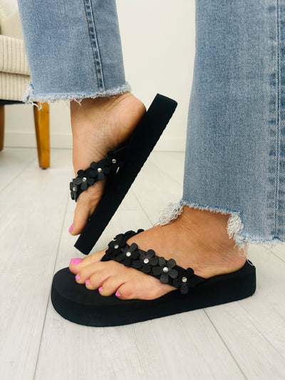 Blooming Comfort Flip Flops in Black