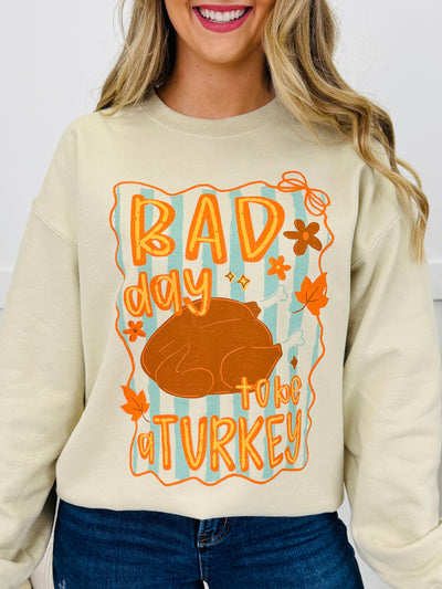 Bad Day To Be A Turkey Graphic Crewneck Graphic Sweatshirt
