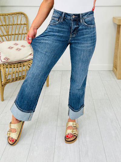 Change Your Tune Tummy Control Cropped Slim Wide Leg Jeans