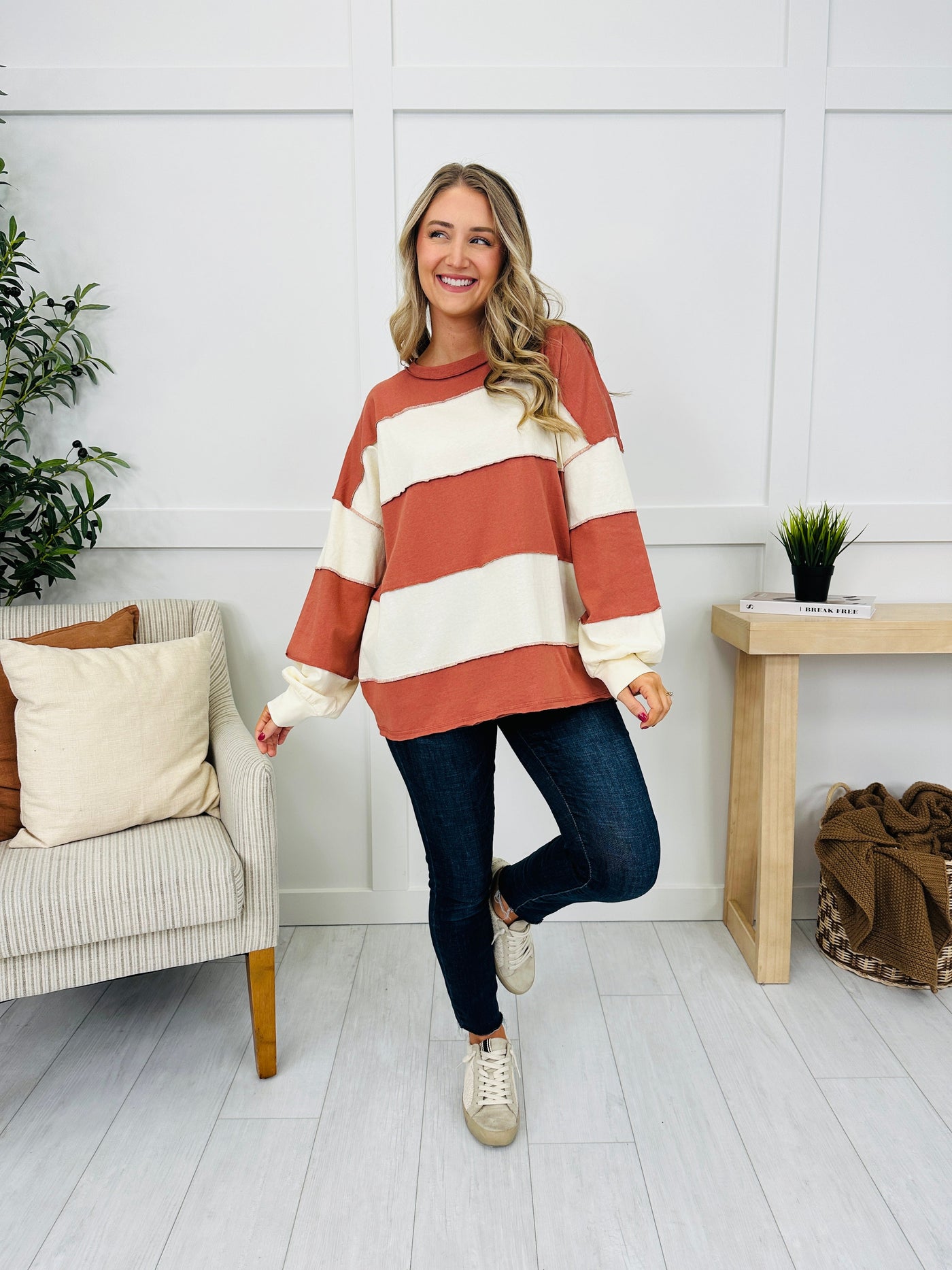 Borderline Bliss Pullover in Terracotta Butter