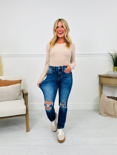 Bridge The Gap Cropped Straight Tummy Control Jeans