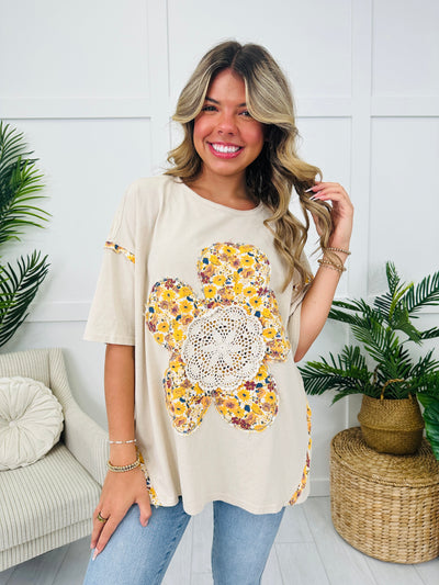 Bouquet Bliss Top In Lt Khaki