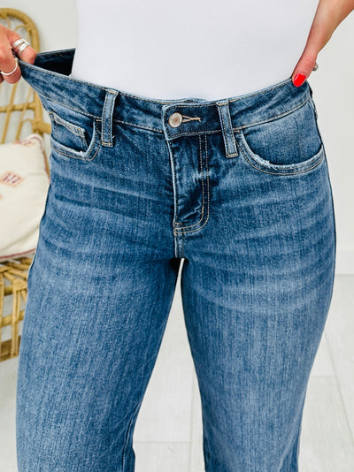 Change Your Tune Tummy Control Cropped Slim Wide Leg Jeans