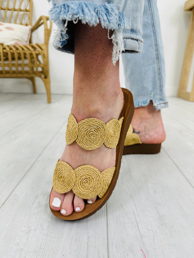 Blossoming Spiral Sandals In Raffia