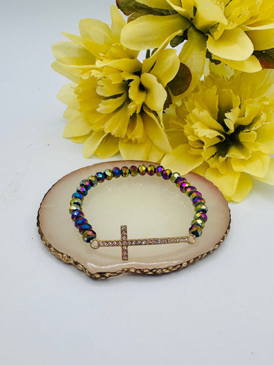 Beaded Cross Bracelet- Multiple Colors!