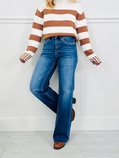 All Eyes On You Wide Leg Tummy Control Jeans