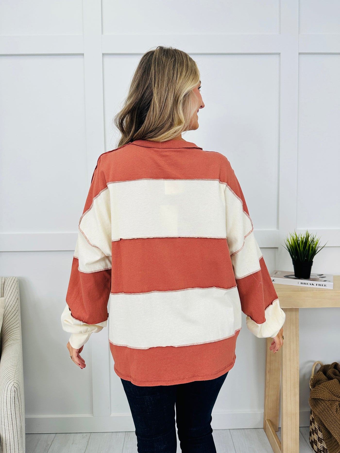 Borderline Bliss Pullover in Terracotta Butter