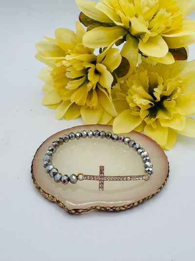 Beaded Cross Bracelet- Multiple Colors!