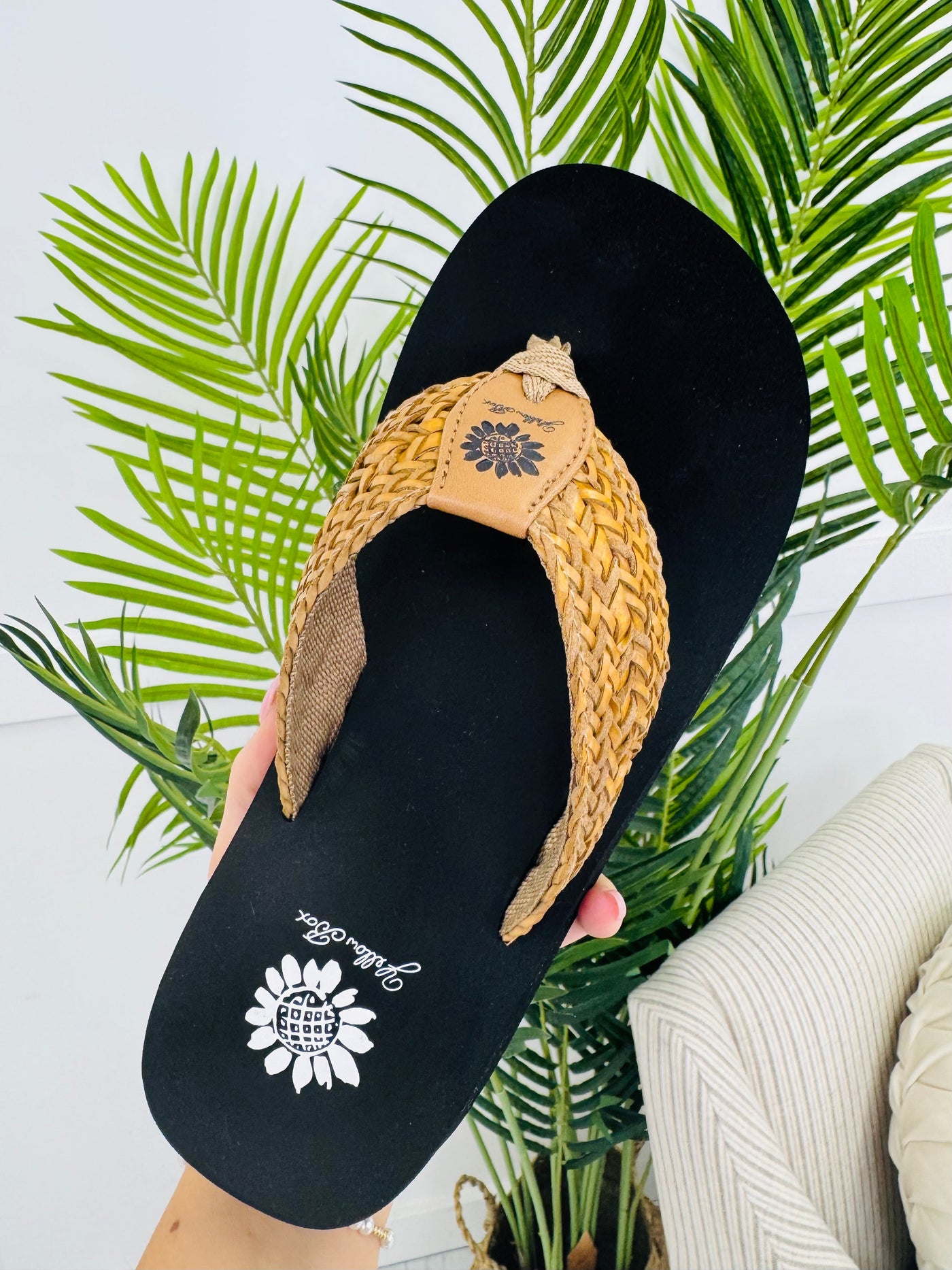 Blissfully Braided Flip Flops In Tan