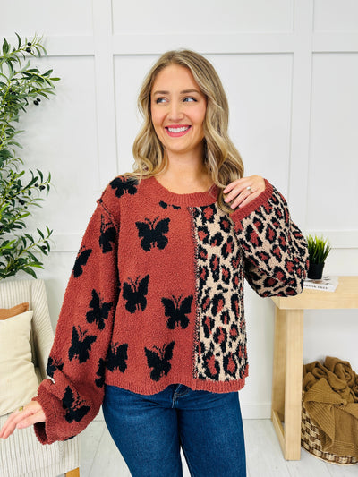 All Mixed Up Sweater in Rust Leopard