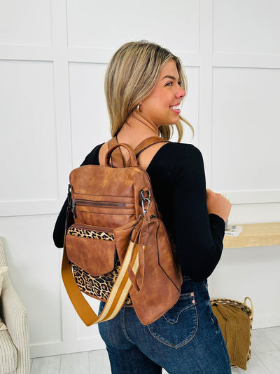 Brown Backpack Purse Set