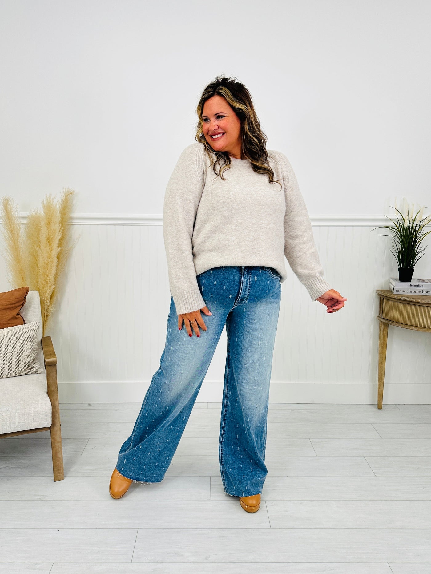 Cat Scratch Fever Tummy Control Wide Leg Jeans