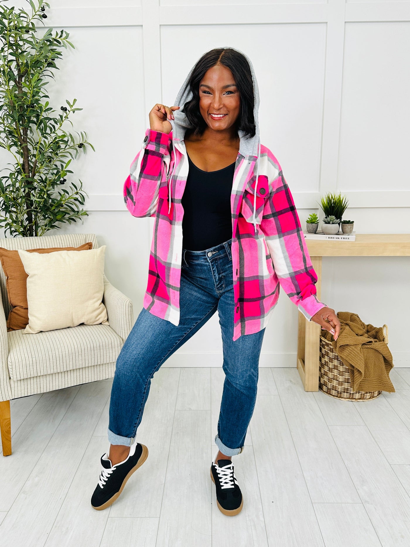 Cabin Whisper Shacket in Hot Pink