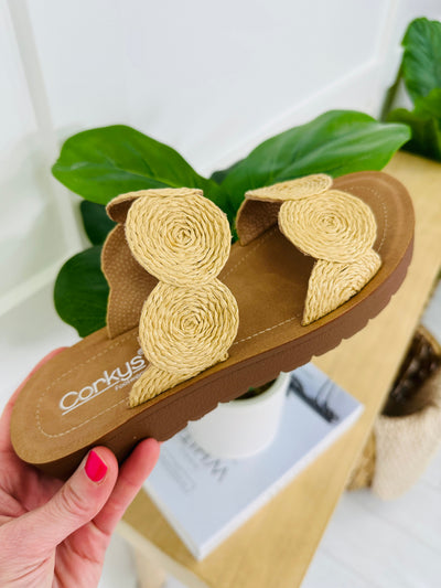 Blossoming Spiral Sandals In Raffia
