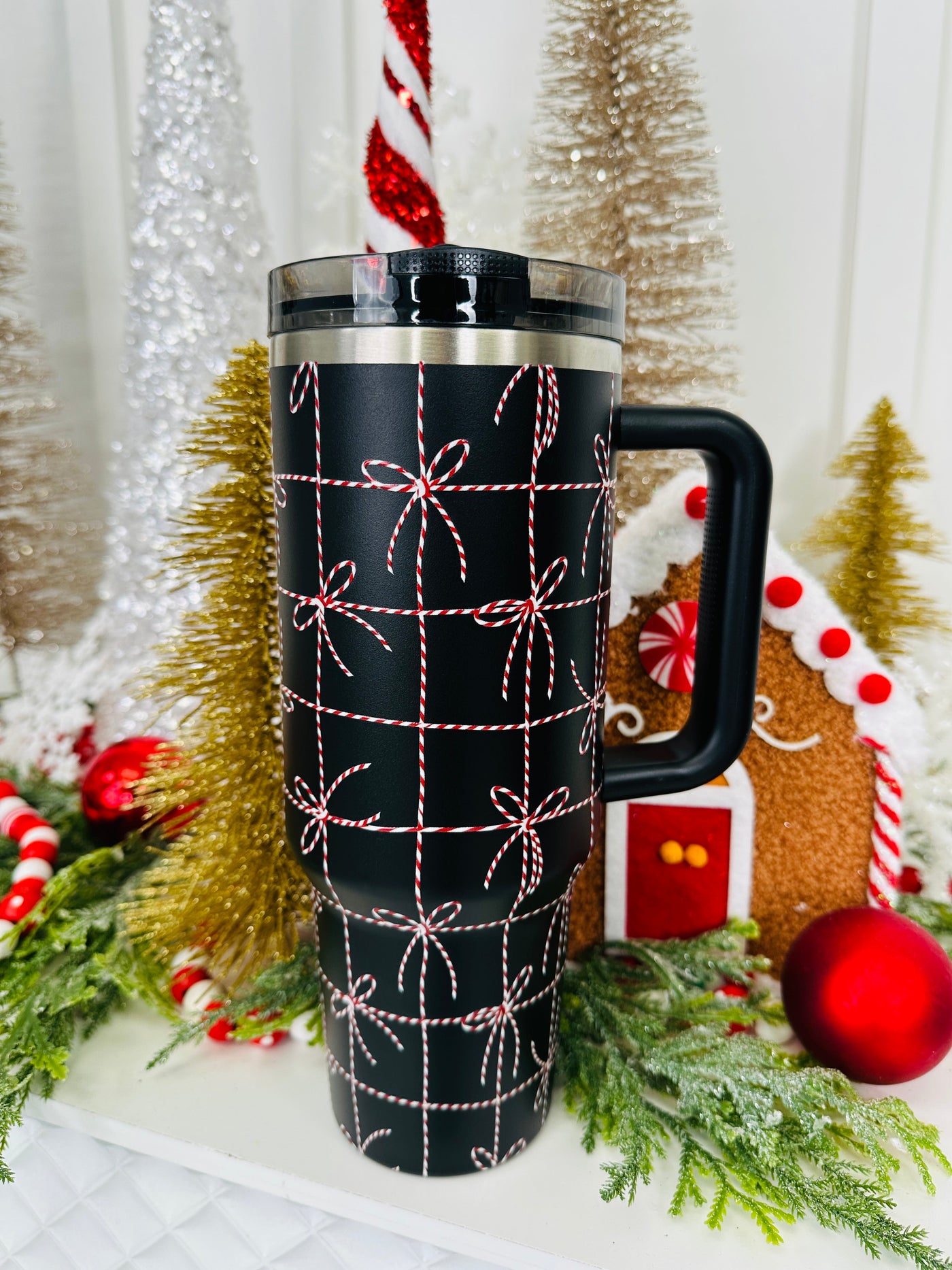 Candy Cane Bow Tumbler