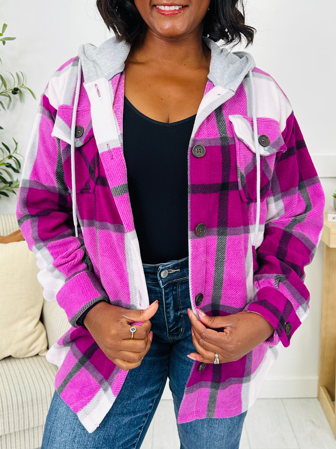 Cabin Whisper Shacket in Lt Plum