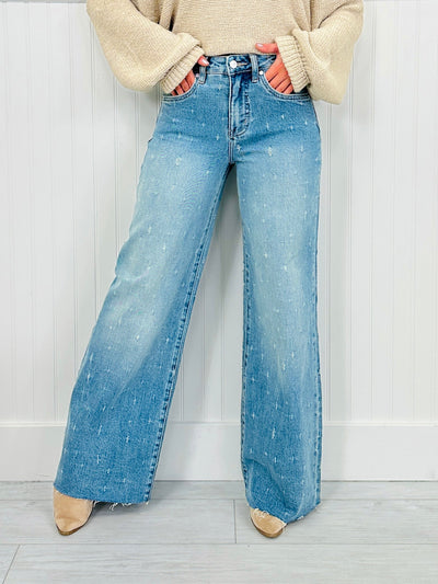 Cat Scratch Fever Tummy Control Wide Leg Jeans