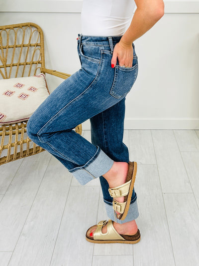 Change Your Tune Tummy Control Cropped Slim Wide Leg Jeans