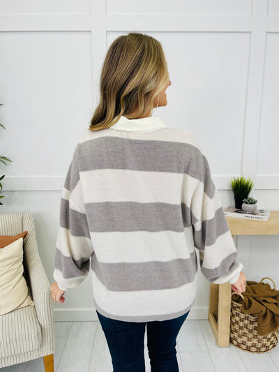 Buttoned Up Beauty Sweater In Taupe