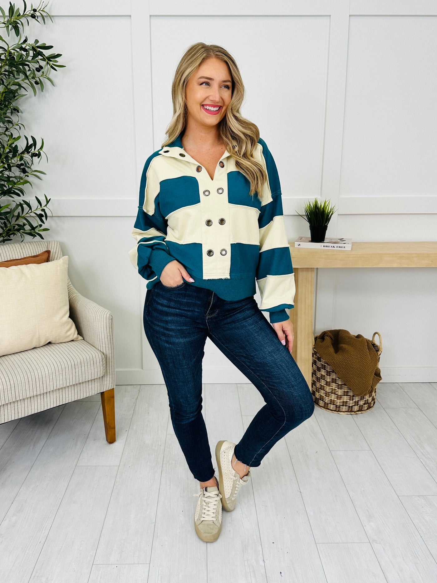 Blocklane Pullover in Teal Combo