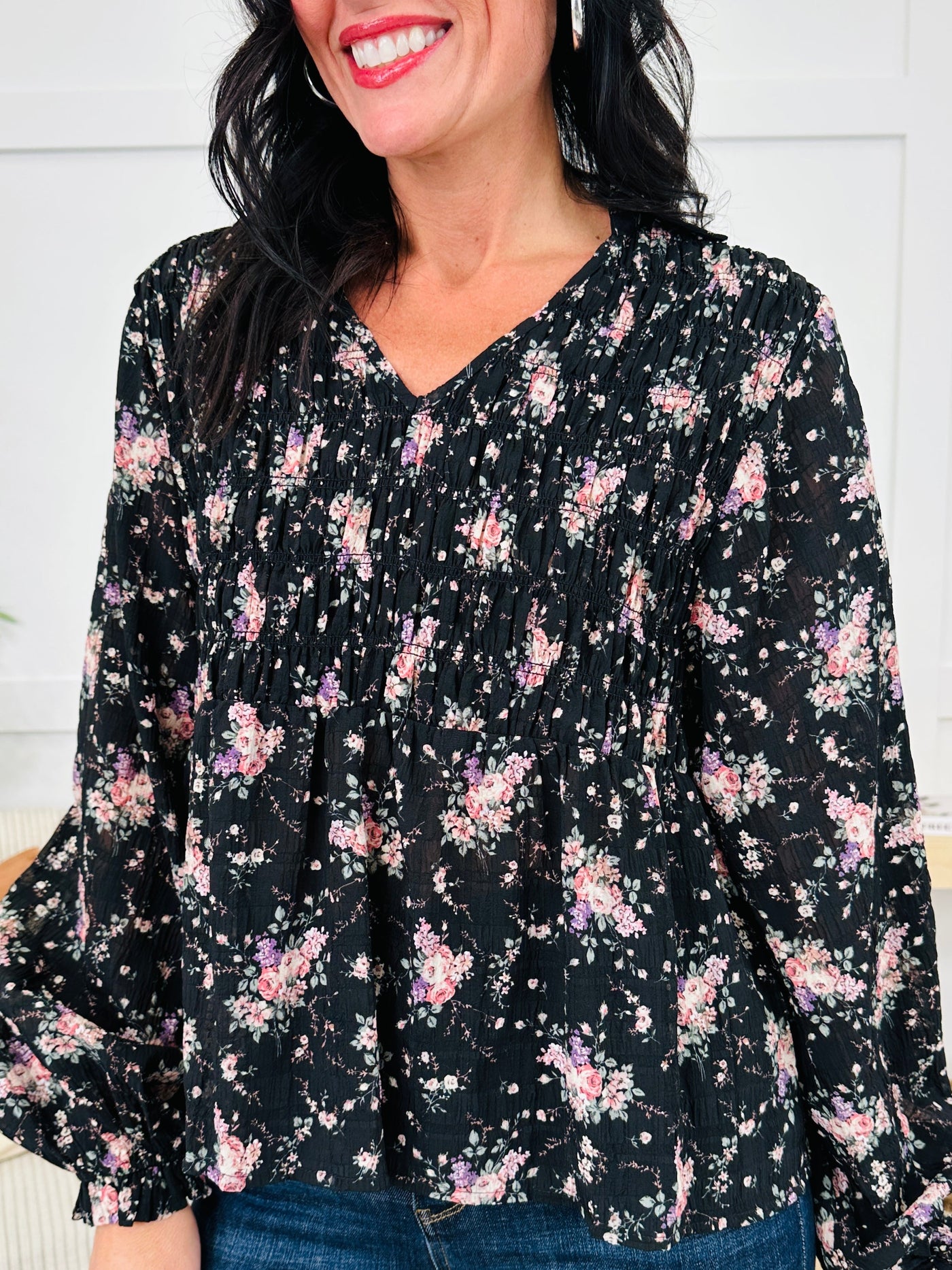 Among The Petals Top In Black