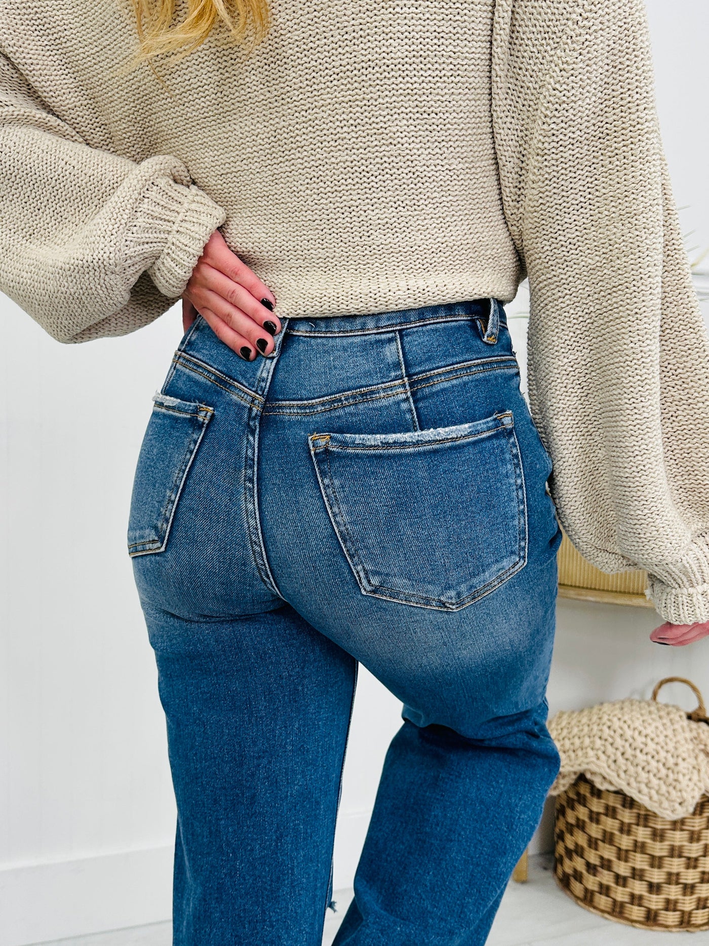 By Your Side Wide Leg Tummy Control Jeans