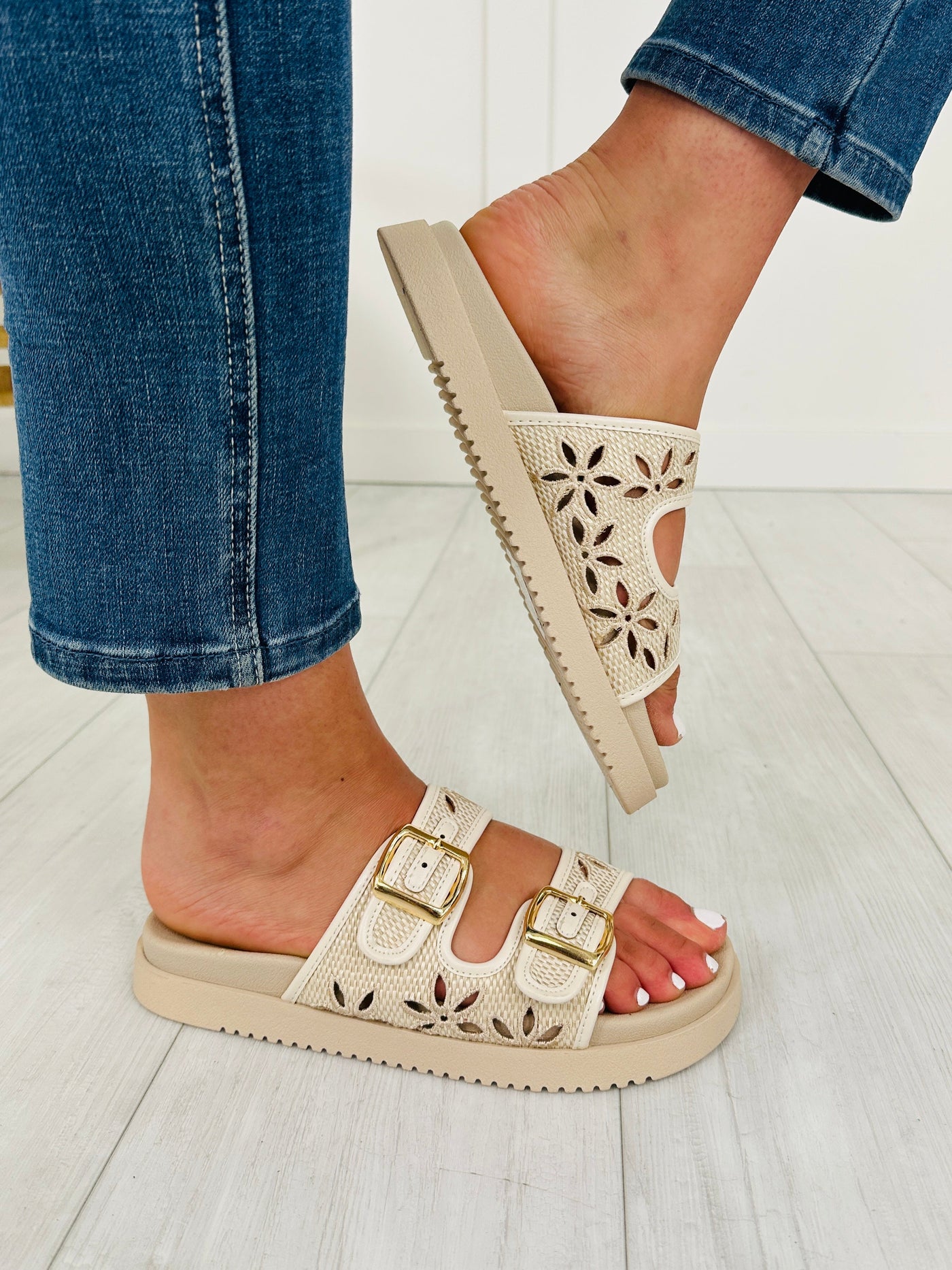 Buckled In Beauty Sandals in Ivory