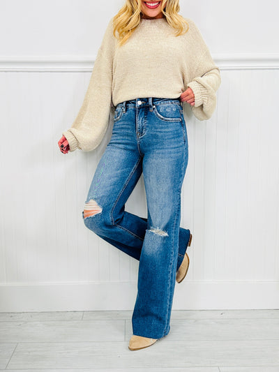 By Your Side Wide Leg Tummy Control Jeans