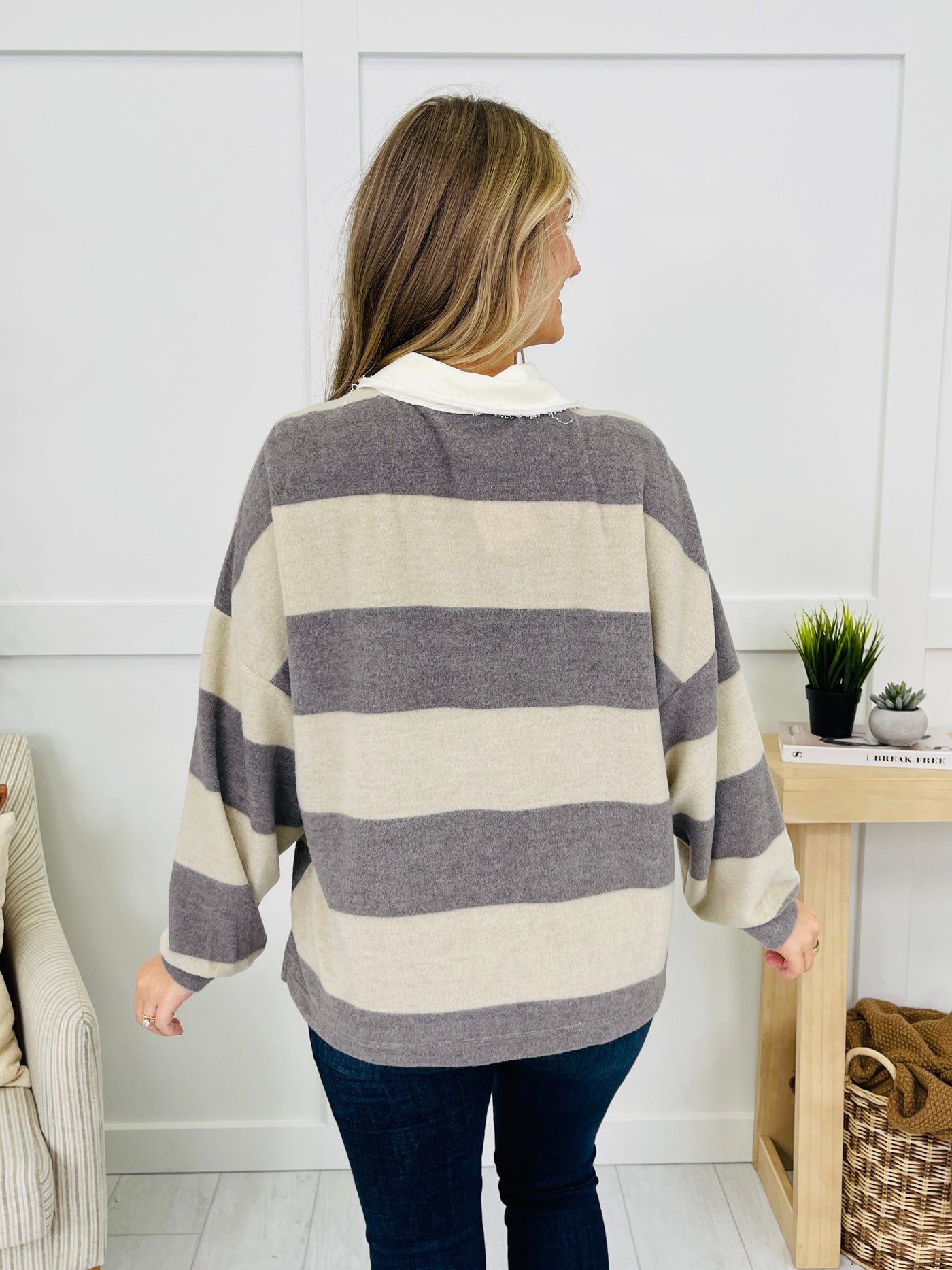 Buttoned Up Beauty Sweater In Charcoal