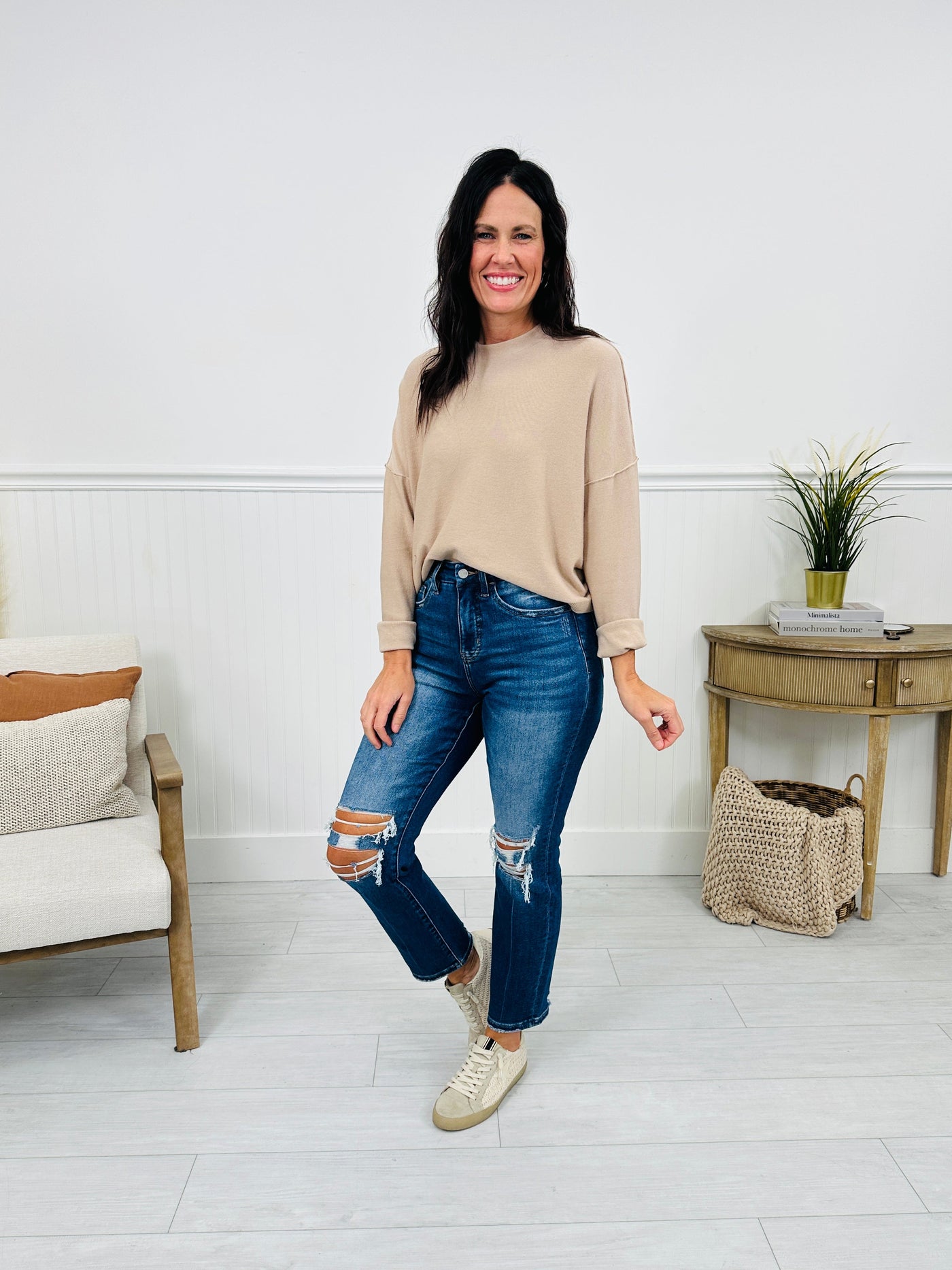 Bridge The Gap Cropped Straight Tummy Control Jeans