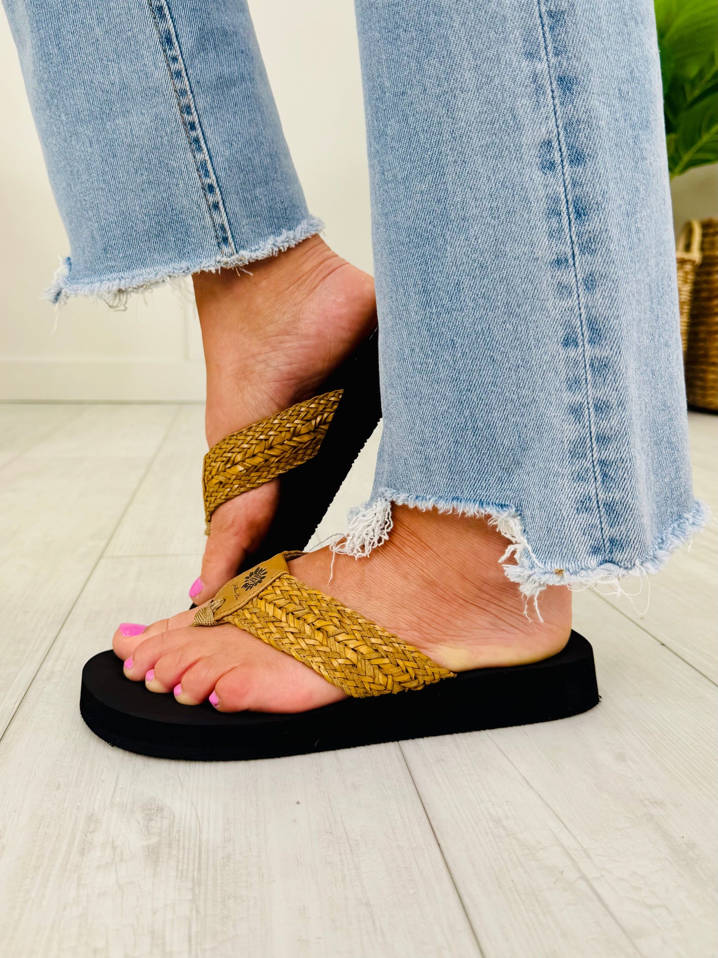 Blissfully Braided Flip Flops In Tan