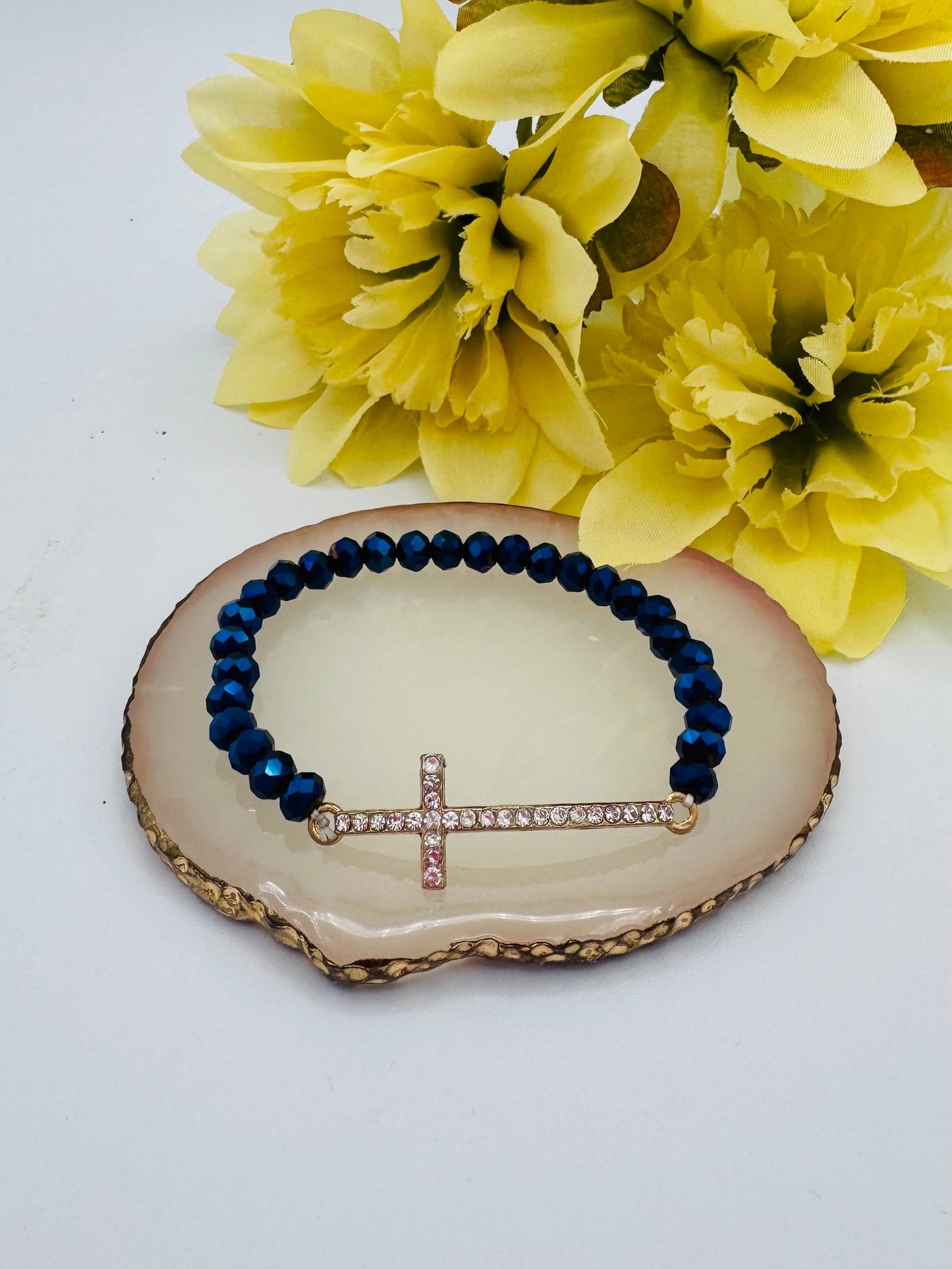 Beaded Cross Bracelet- Multiple Colors!