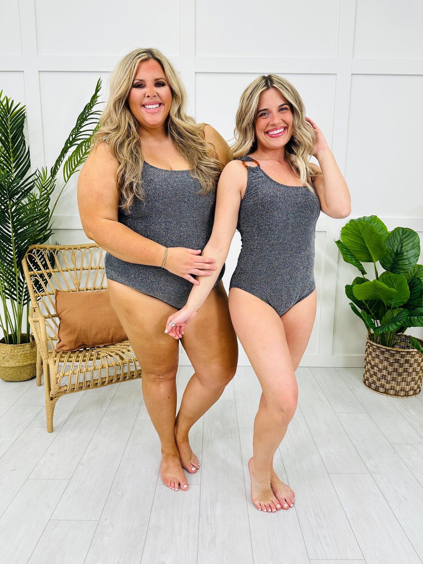 Black Shimmer One Piece Swimsuit