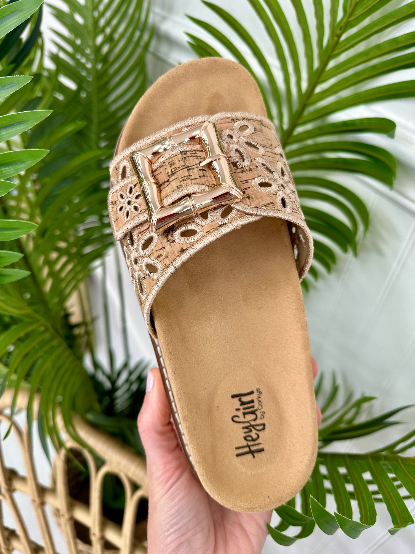 Blossom Buckle Sandals in Cork