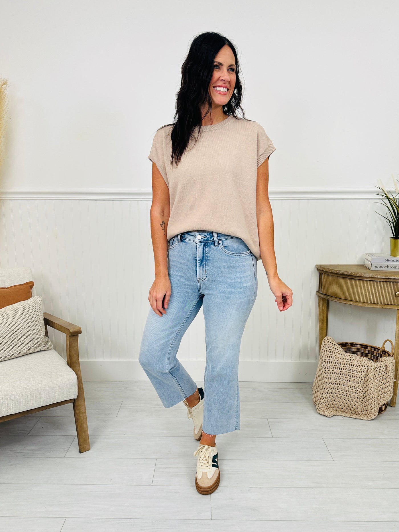 Along For The Ride Wide Leg Cropped Jeans With Tummy Control