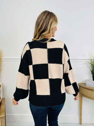 Break The Pattern Cardigan in Oatmeal/Black