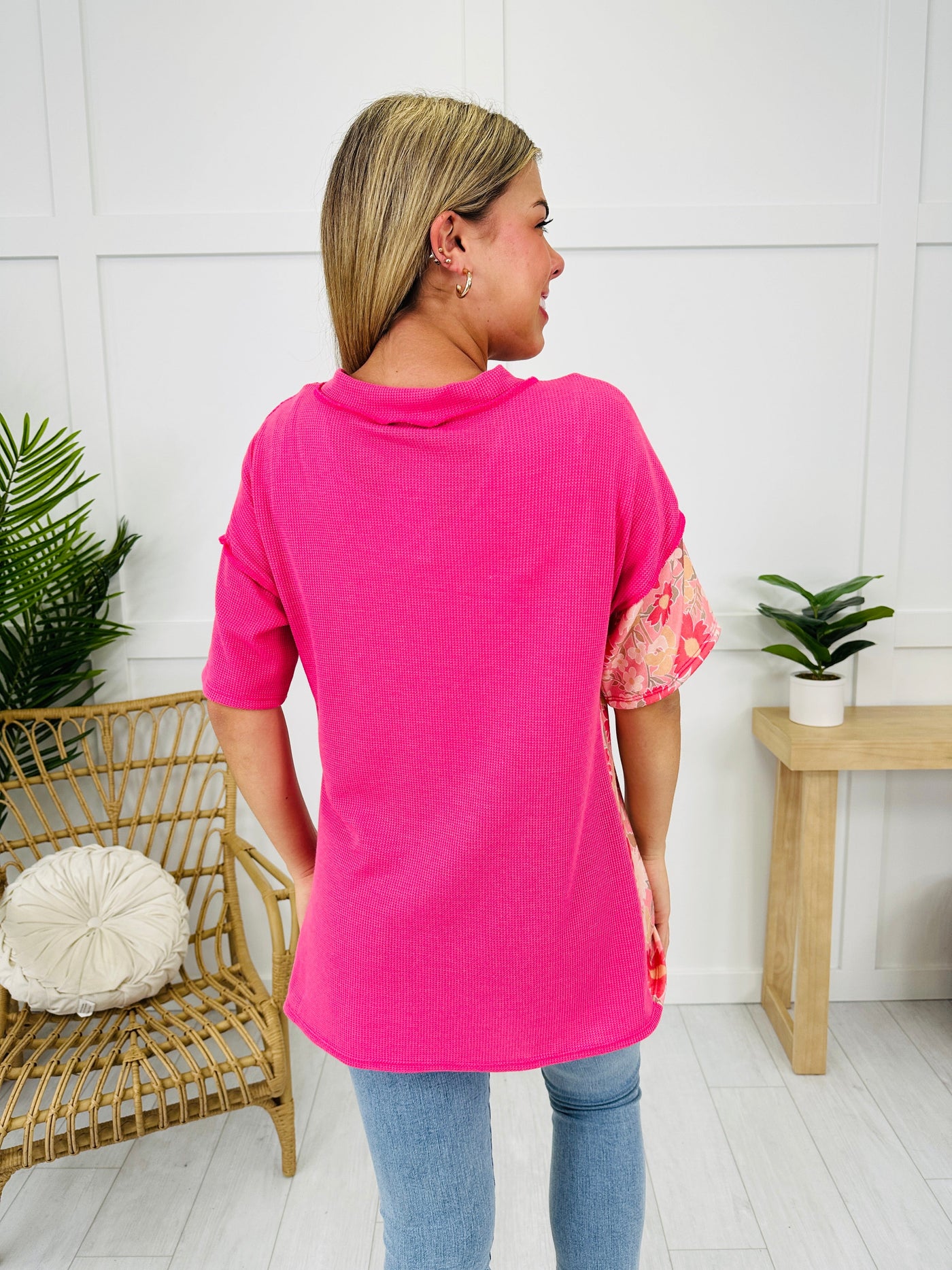 Bloom And Blend Top in Hot Pink