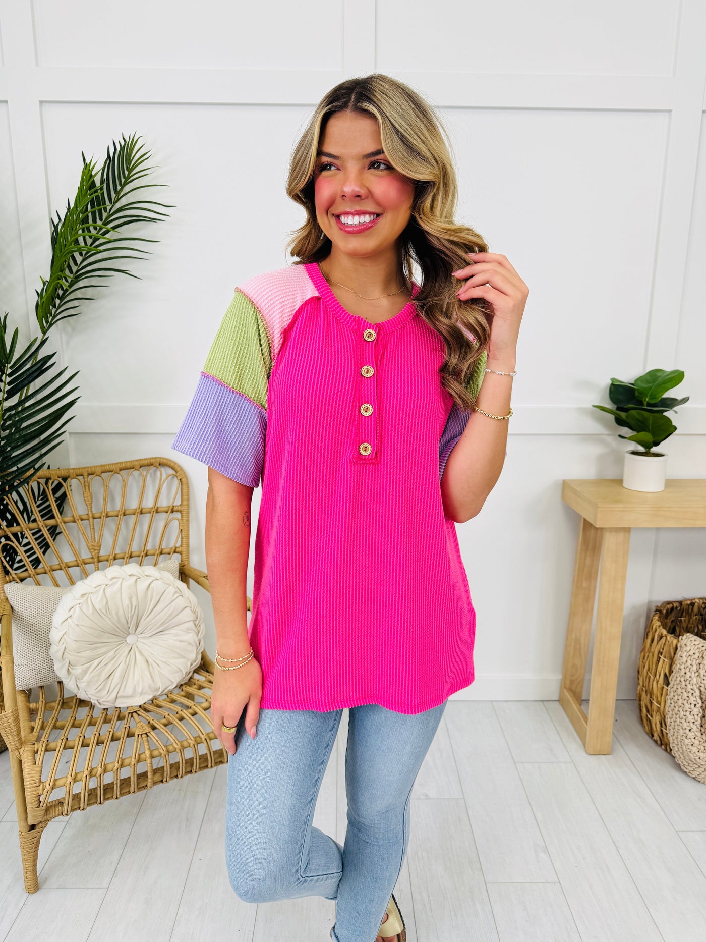 Block Out The Ordinary Top in Hot Pink
