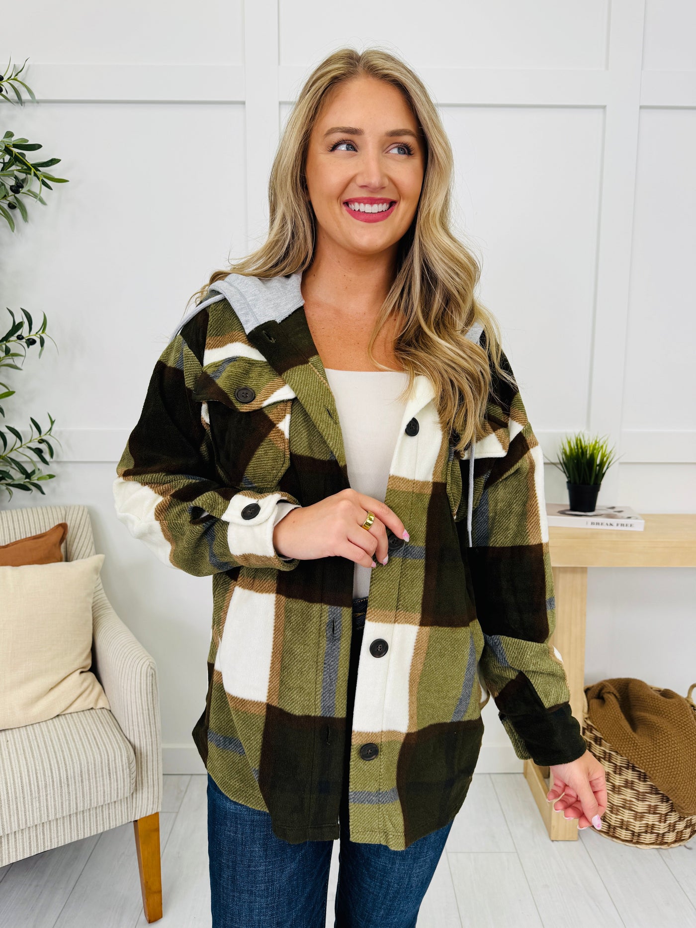 Cabin Whisper Shacket in Olive