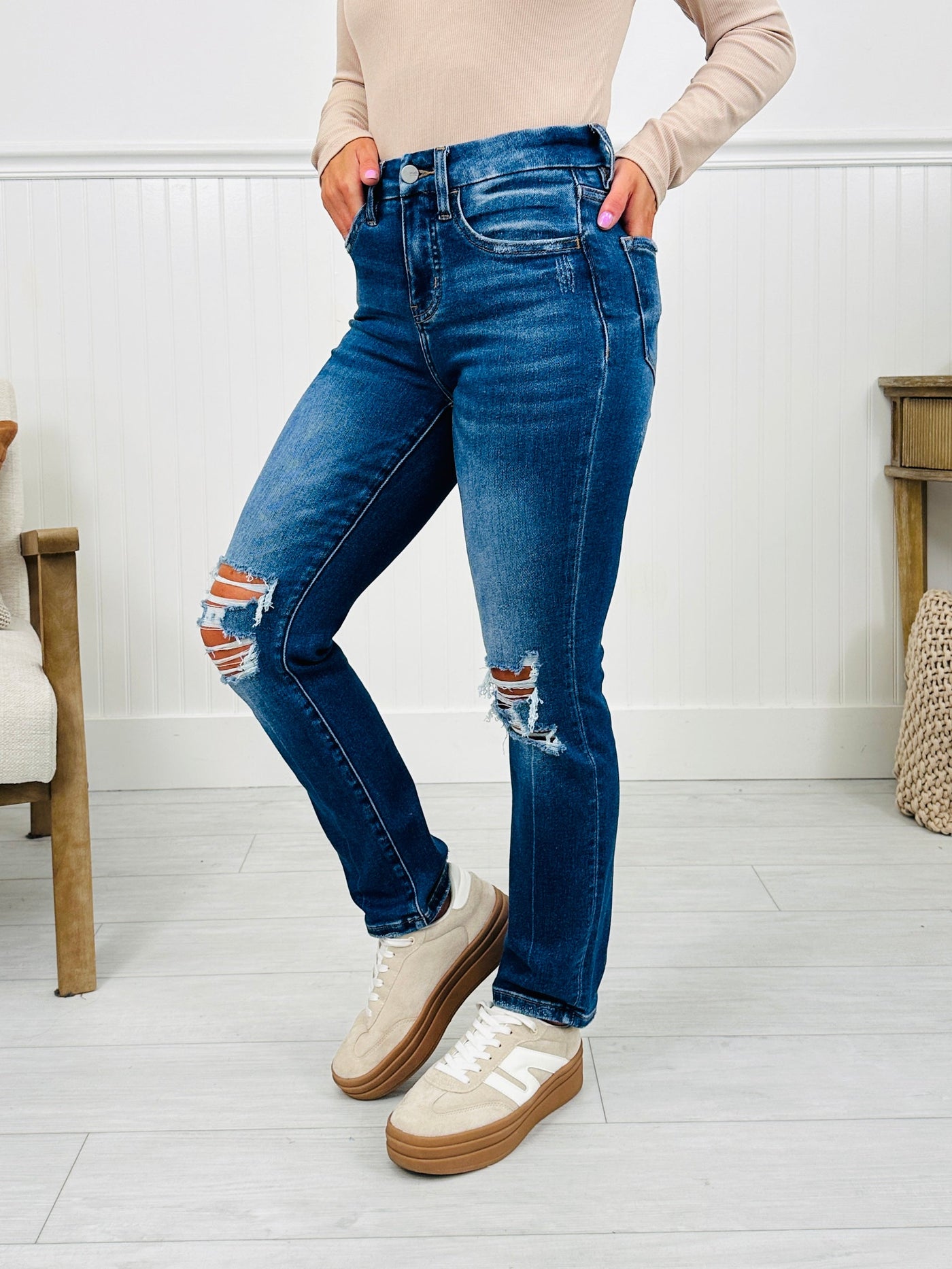 Bridge The Gap Cropped Straight Tummy Control Jeans