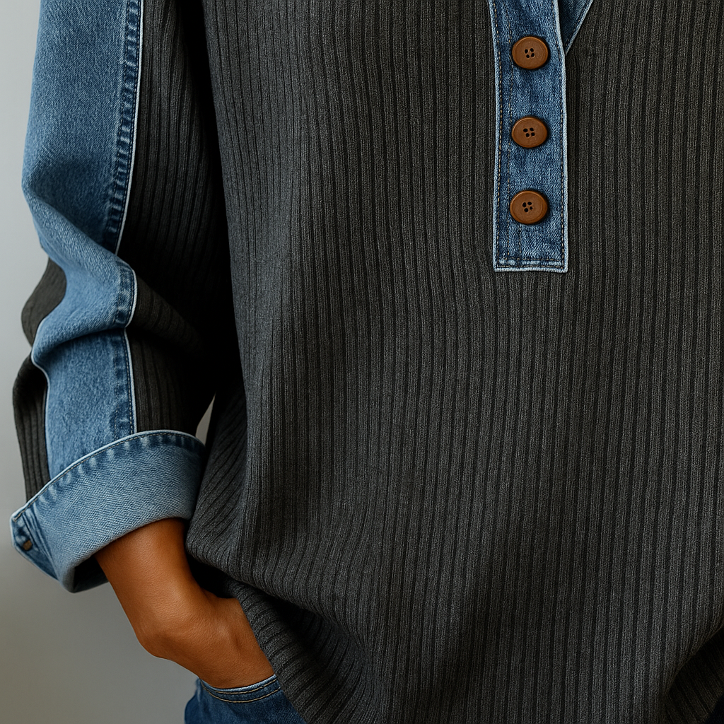 Women'S Casual Contrast Color Stitching Pullover Sweatshirt