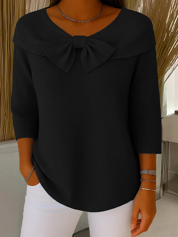 Serenna – Women's-Sweater with Bow and Round Neckline
